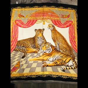 Salvatore Ferragamo vintage silk scarf leopard , tiger and cheetah